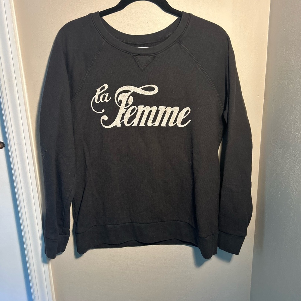 SOL ANGELES ANTHROPOLOGIE CHARCOAL LA FEMME GRAPHIC CREWNECK SWEATSHIRT SIZE S